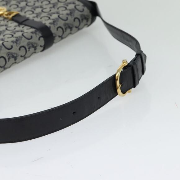 CELINE C Sulky Shoulder Bag Canvas Navy Gold - Picture 7 of 13